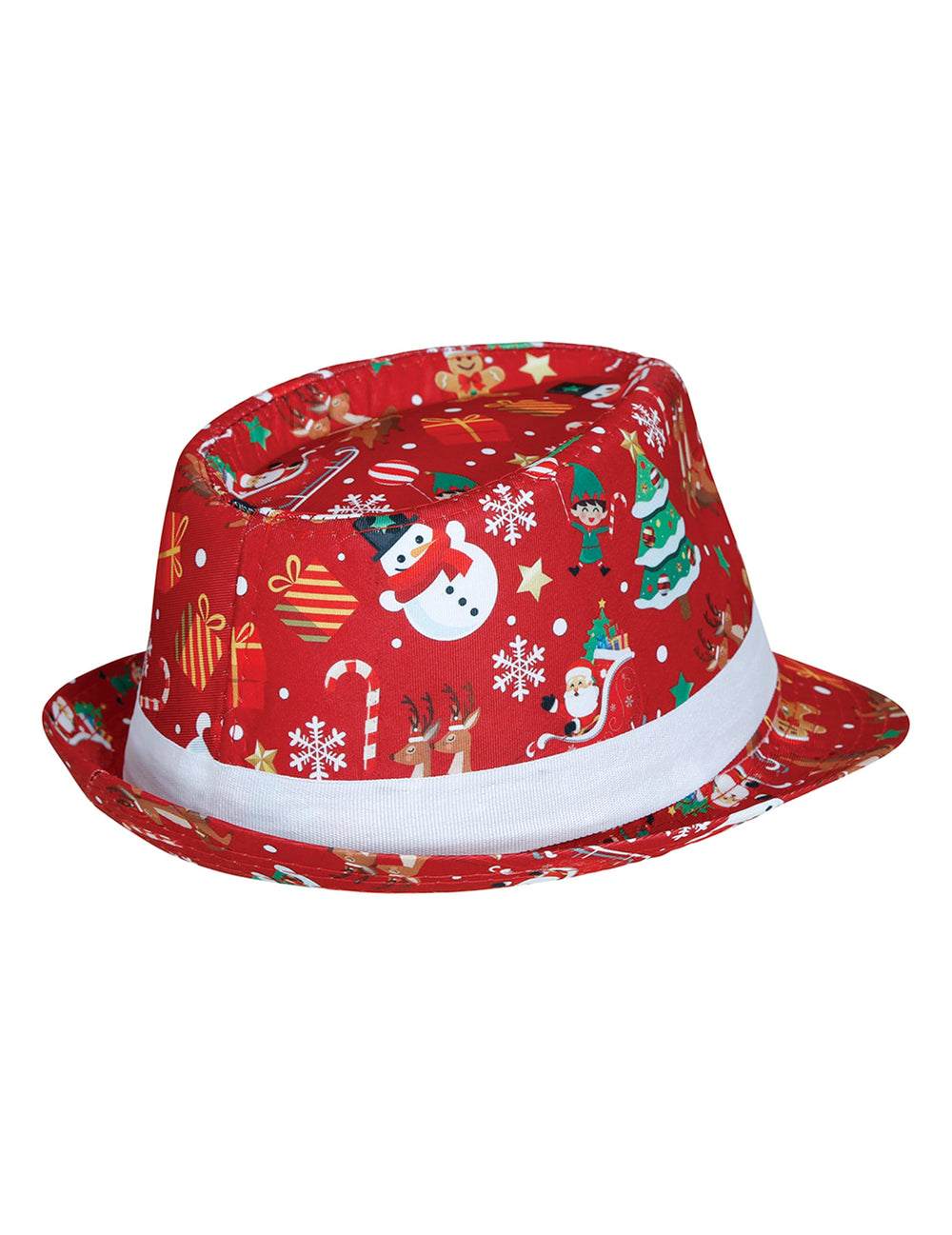 Vue de dessus du Borsalino à motifs de Noël