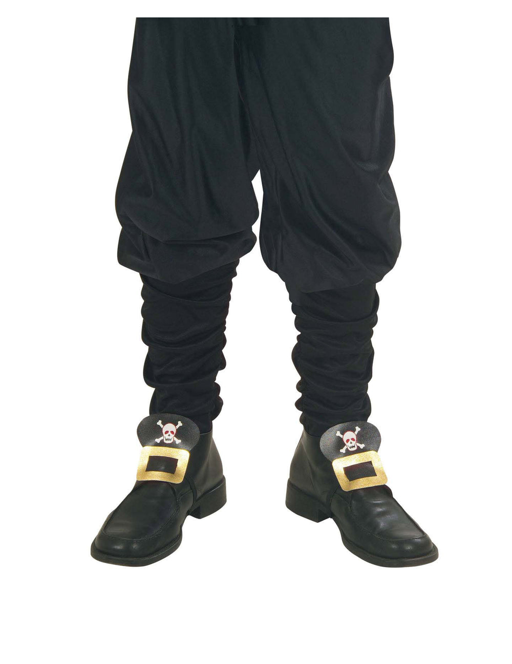 Boucles de chaussures pirate pour adulte noires et dorées avec tête de mort