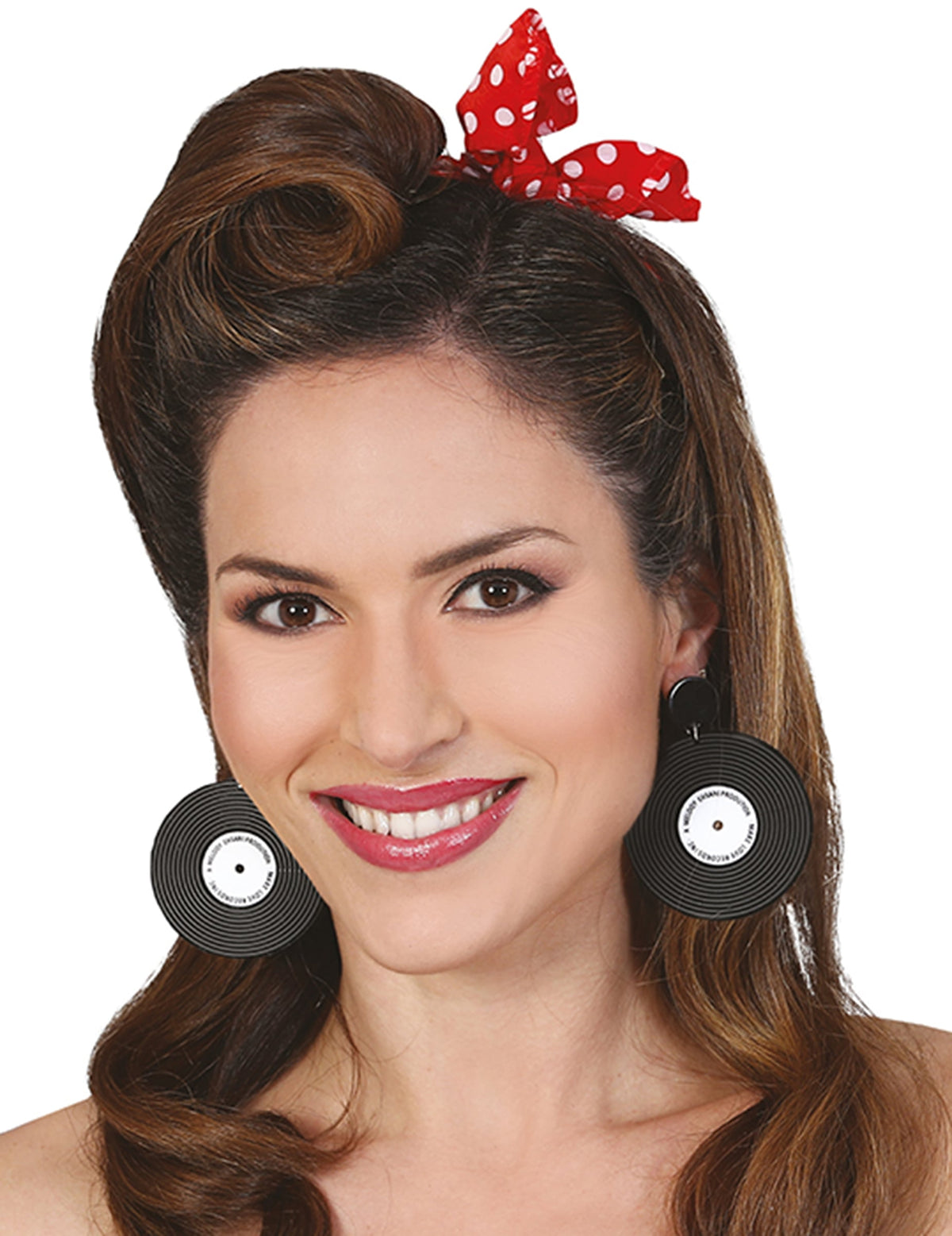 Boucles d'oreilles disques vinyles rétro pour adulte noires