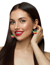 Boucles d'oreilles feuilles rasta pour adulte vertes jaunes et rouges
