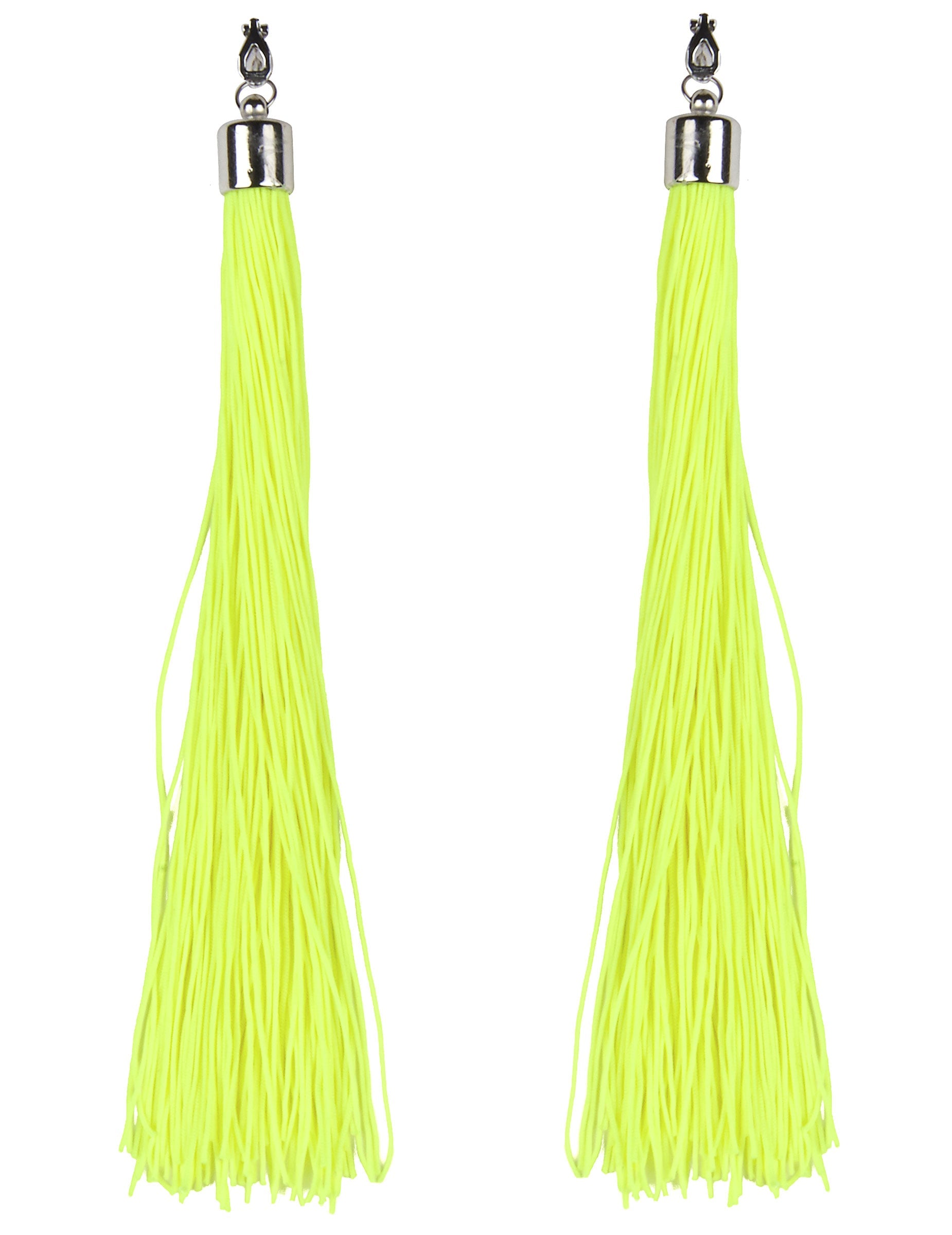 Boucles d'oreilles franges pour adulte jaunes fluo