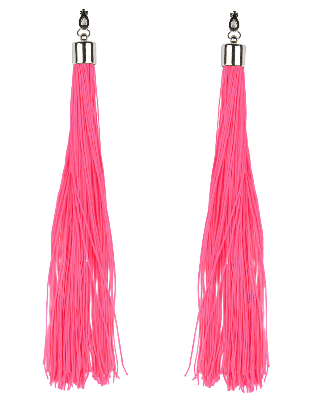 Boucles d'oreilles franges pour adulte rose fluo