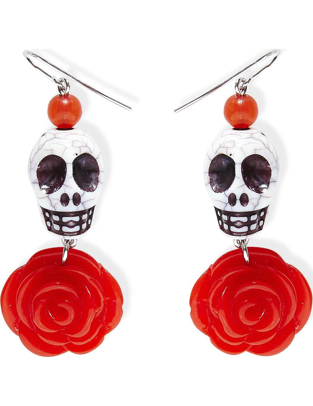 Brincos esqueleto cor de rosa para adulto vermelho e branco