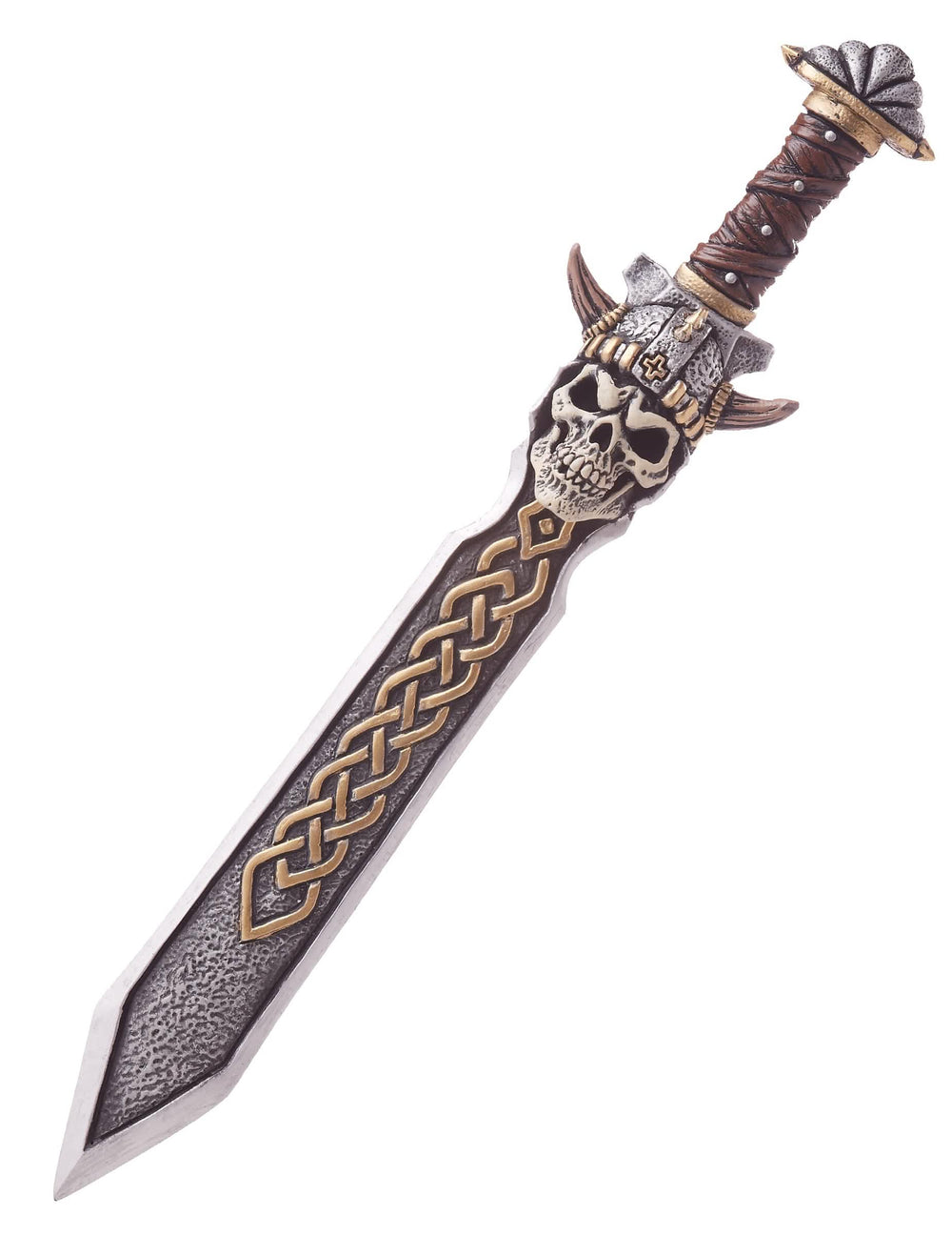 Espada com guarda em forma de crânio do escudo e espada viking para adulto