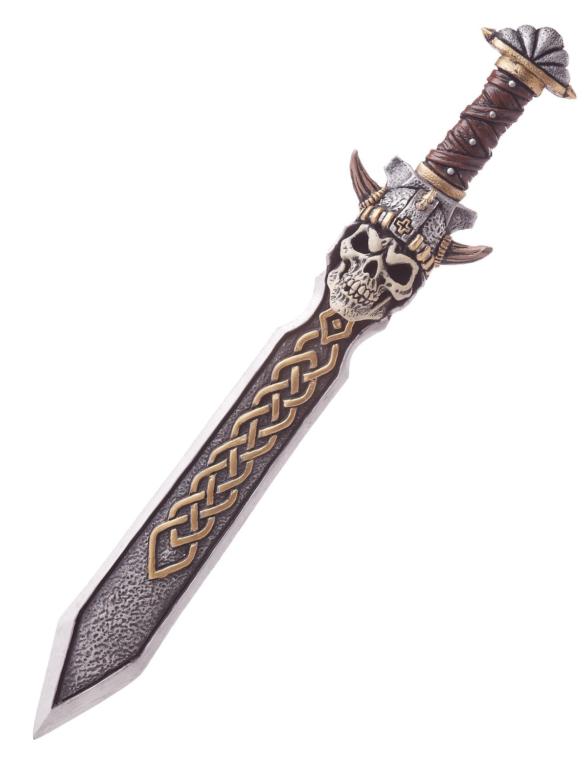 Espada com guarda em forma de crânio do escudo e espada viking para adulto