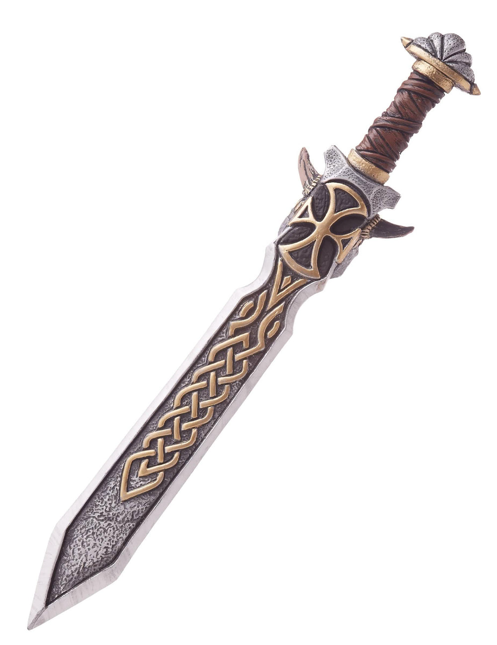 Vista da espada do escudo e espada viking para adulto