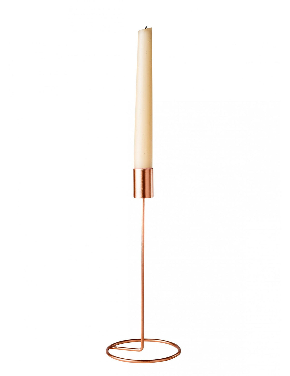 Bougeoir design sur pied pour bougie cierge métal rose gold
