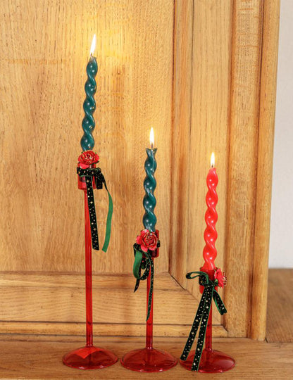 Candelabro Elegance em vidro vermelho 15 cm