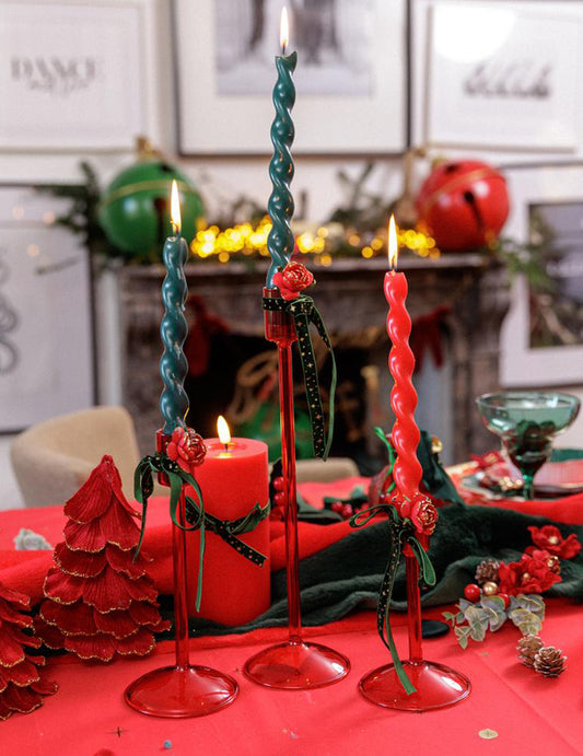 Candelabro Elegance em vidro vermelho 20 cm