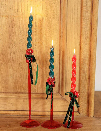 Candelabro Elegance em vidro vermelho 20 cm