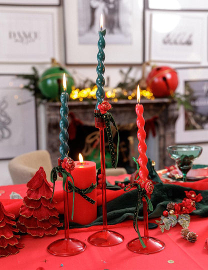 Castiçal Elegance de vidro vermelho 30 cm