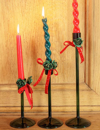 Candelabro Elegance em vidro verde escuro 15 cm
