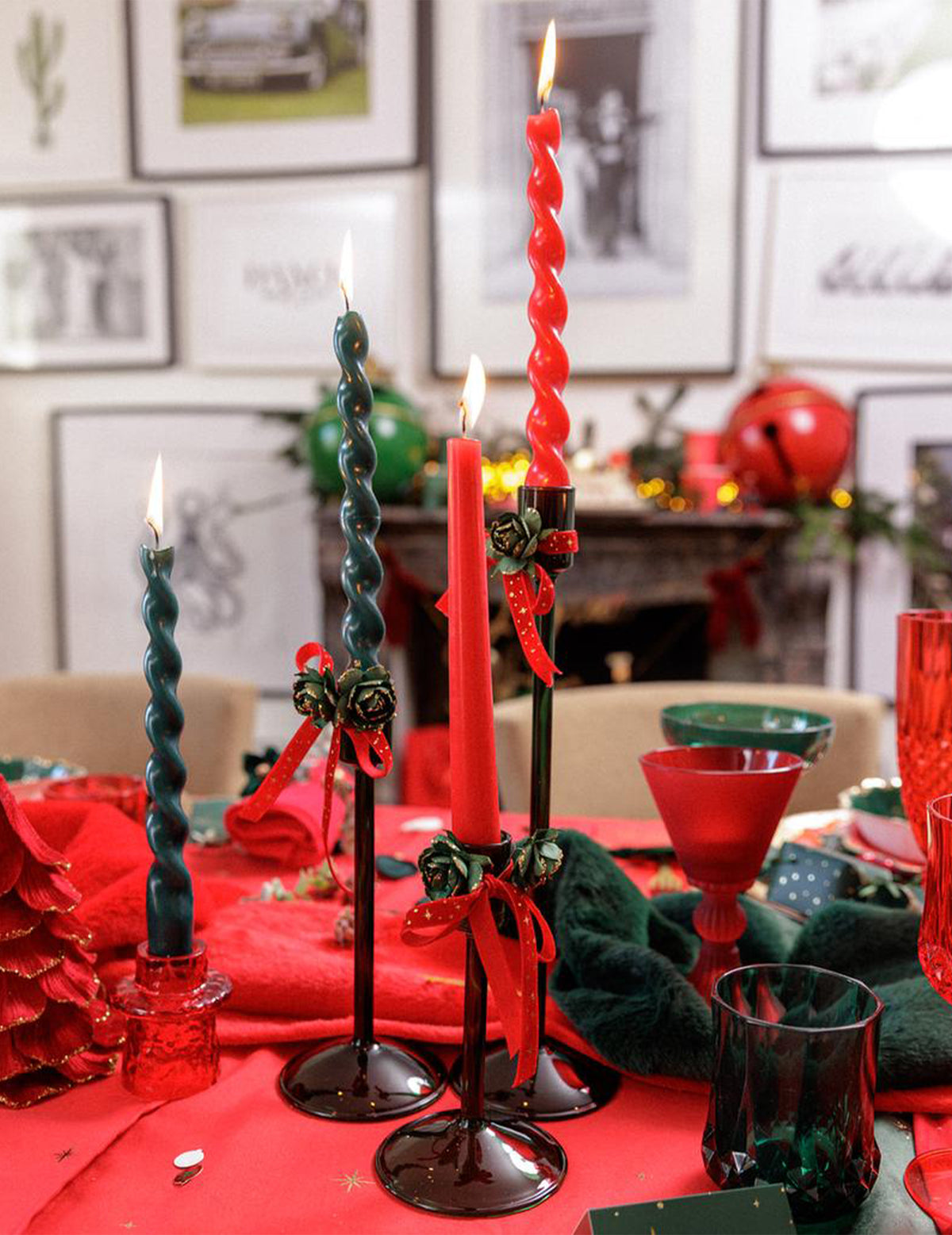 Candelabro Elegance em vidro verde escuro 15 cm