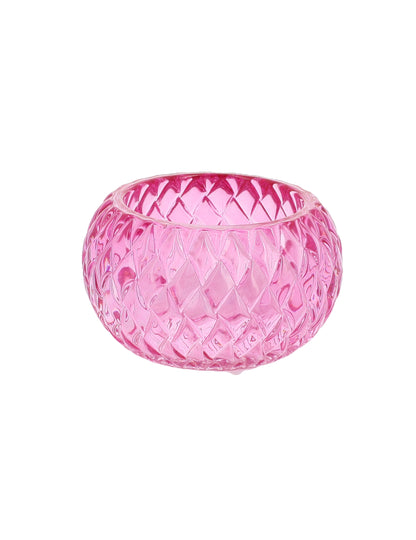 Castiçal de cristal rosa 7,5 x 4 cm