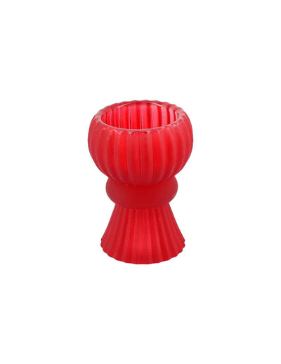 Castiçal de vidro vermelho 5 x 8,5 cm
