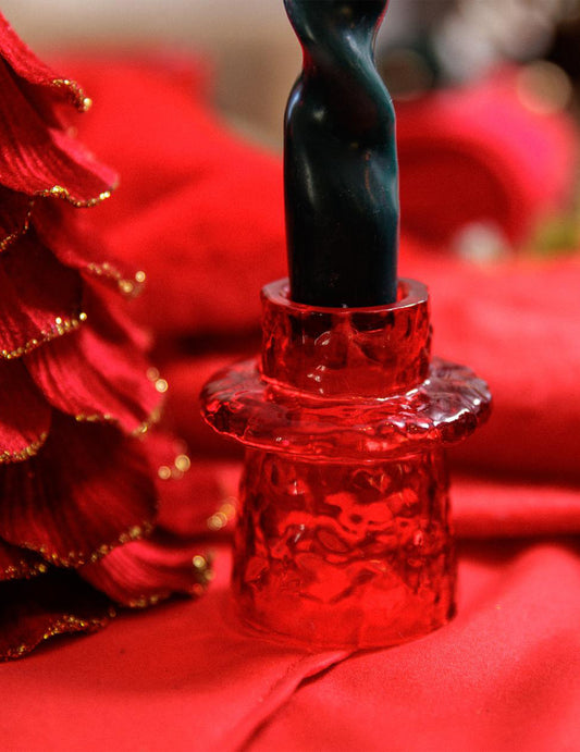 Castiçal de vidro vermelho 6 x 7 cm
