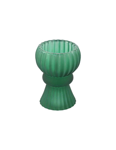 Castiçal de vidro verde escuro 5 x 8,5 cm