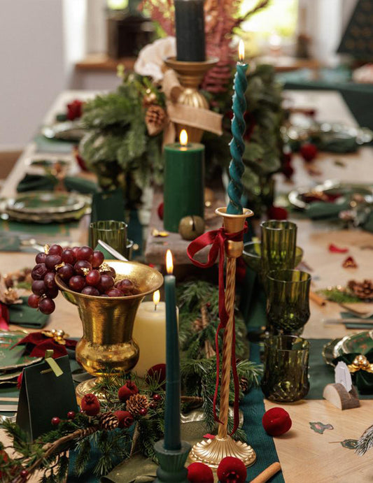 Castiçal de vidro verde escuro 5 x 8,5 cm