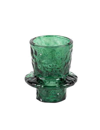 Castiçal de vidro verde escuro 6 x 7 cm