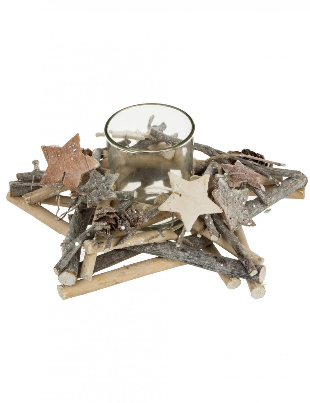 Suporte de madeira para photophore estrela para decoração decoração natural