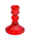 Castiçal de vidro vintage vermelho 8 x 10,5 cm