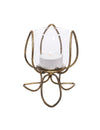 Photophore fleur de lotus pour décoration de fête or vieilli vintage en métal