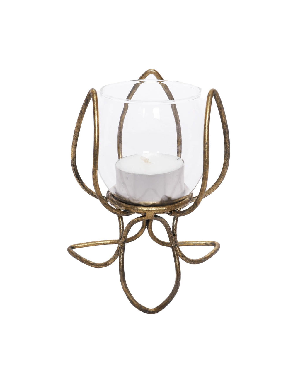 Photophore flor de lótus para decoração de festa dourado envelhecido vintage em metal
