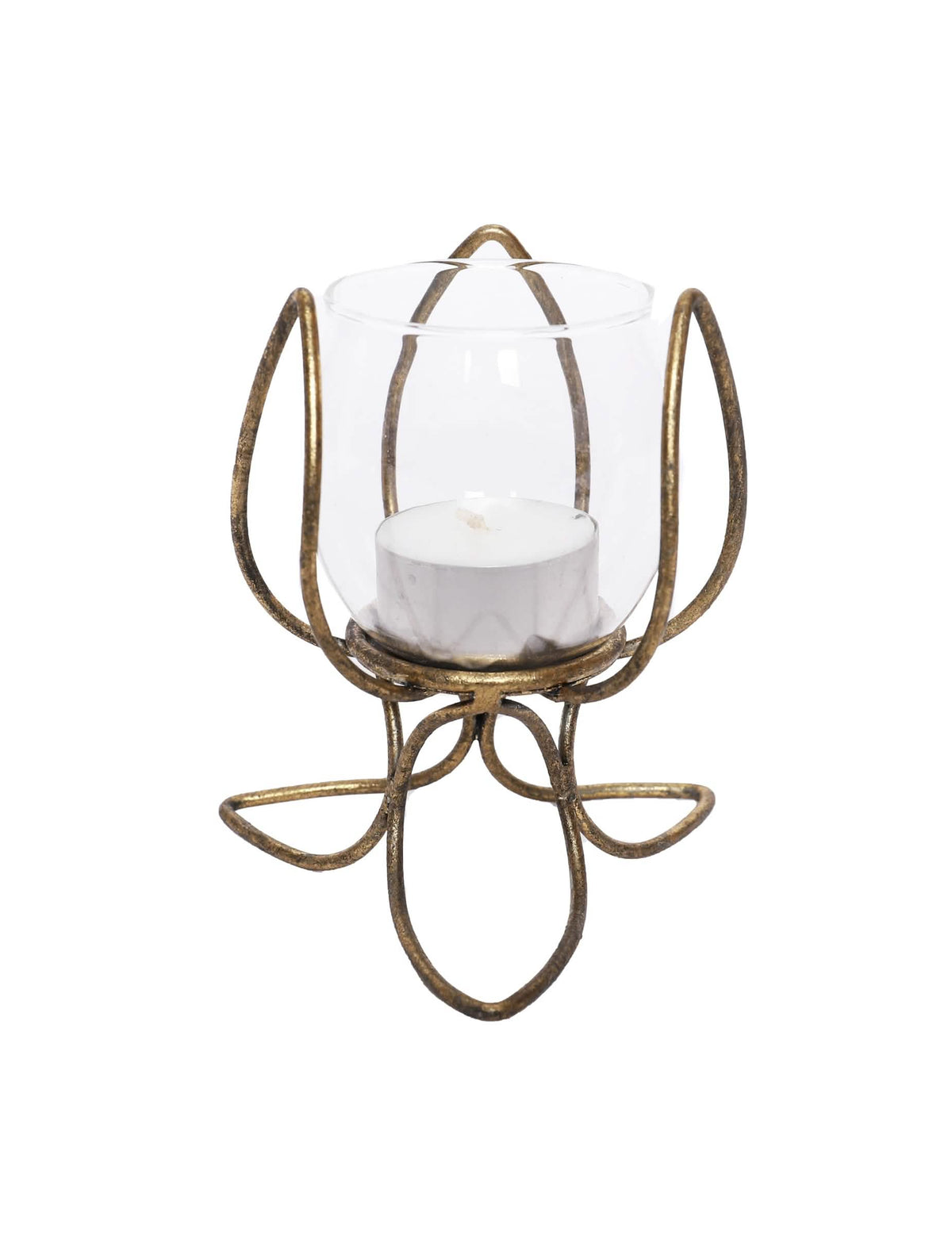 Photophore flor de lótus para decoração de festa dourado envelhecido vintage em metal