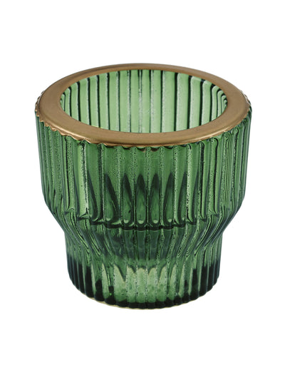 Castiçal reversível cónico em vidro verde abeto 5,5 x 5 cm