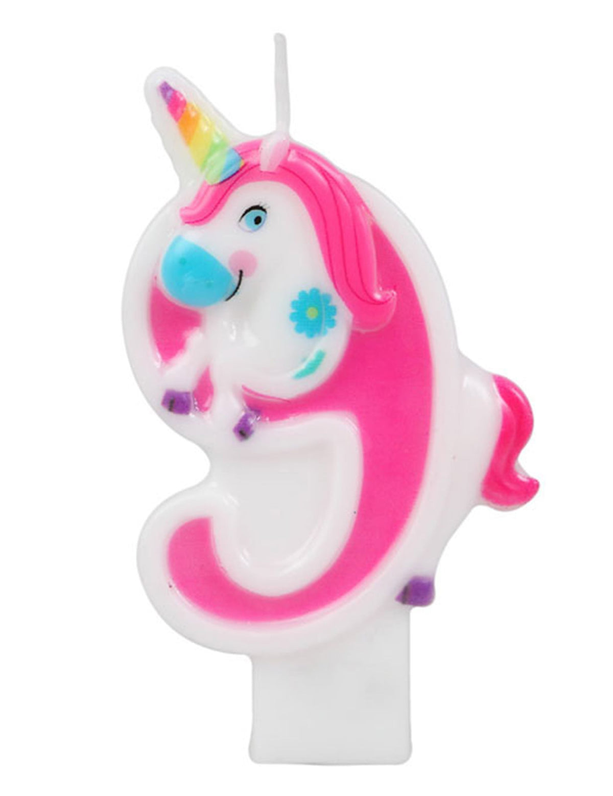 Chiffre 9 de la bougie chiffre licorne rose
