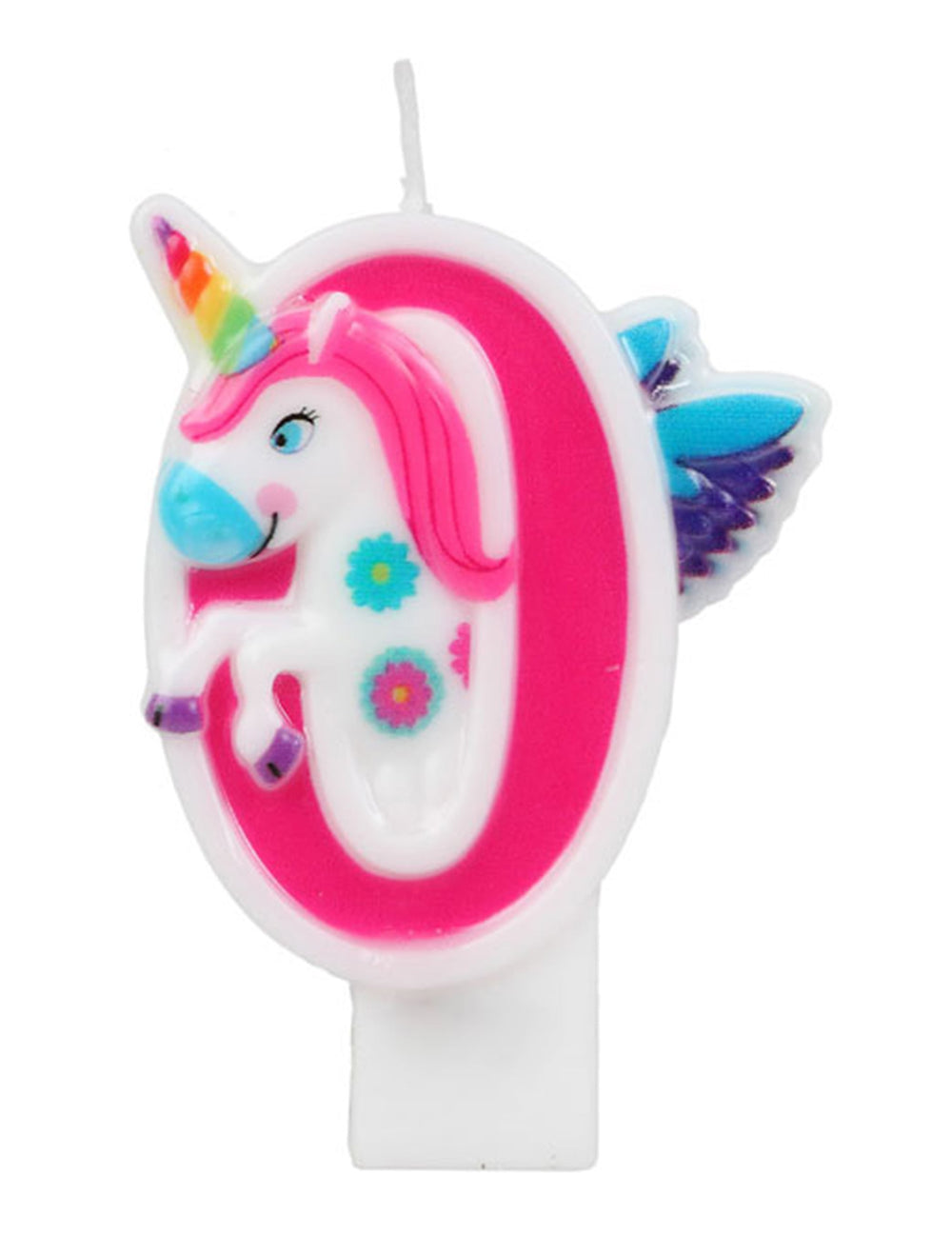 Bougie chiffre licorne rose avec chiffre 0