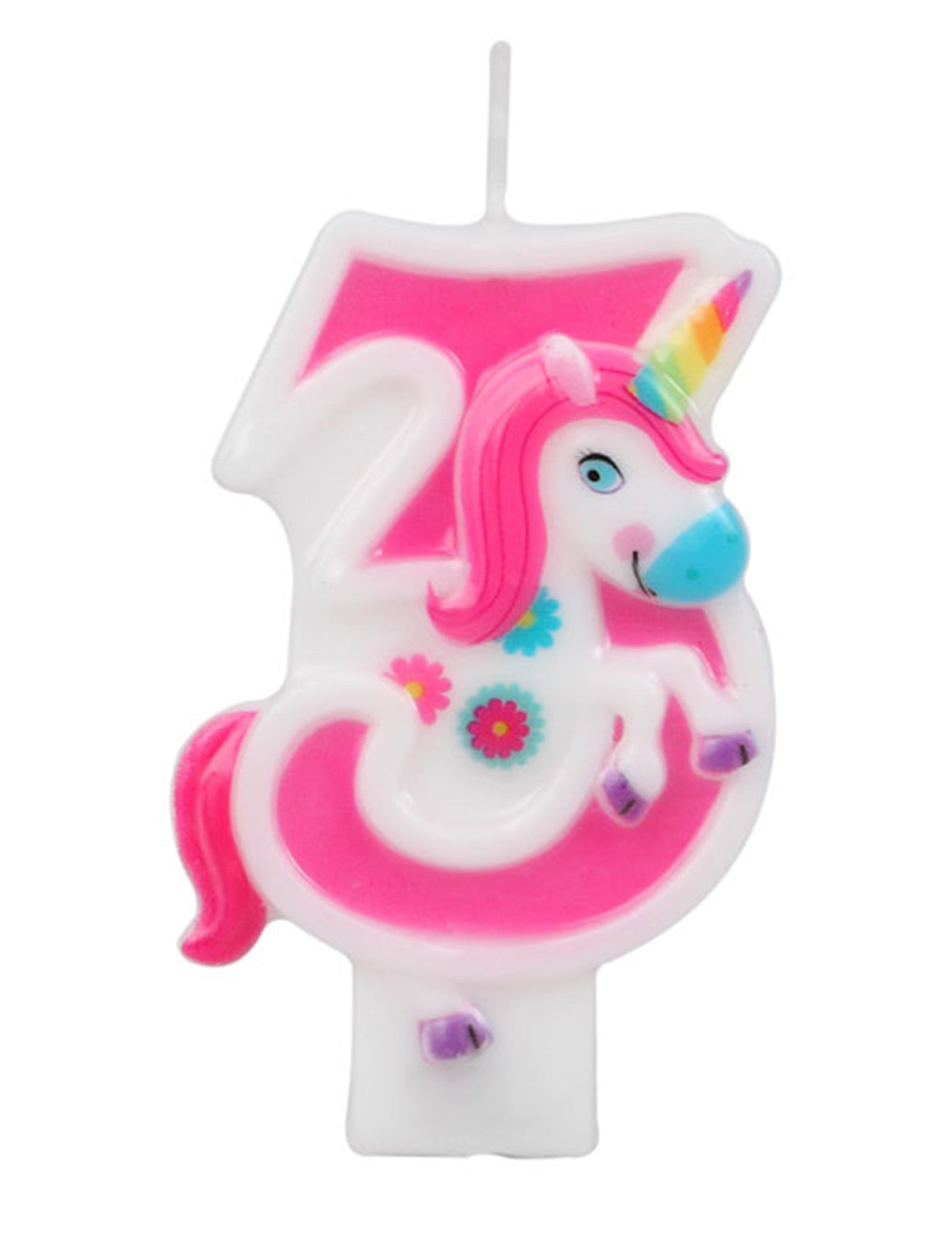 Chiffre 3 de la bougie chiffre licorne rose