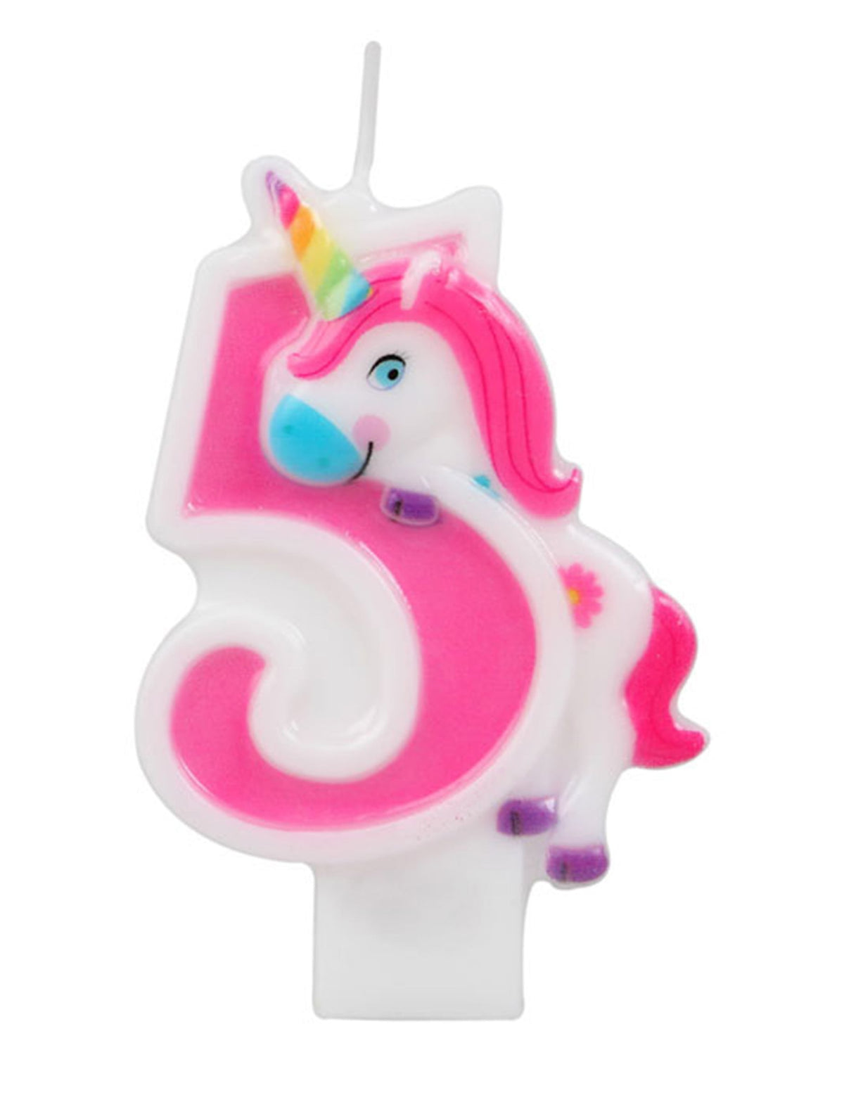 Chiffre 5 de la bougie chiffre licorne rose