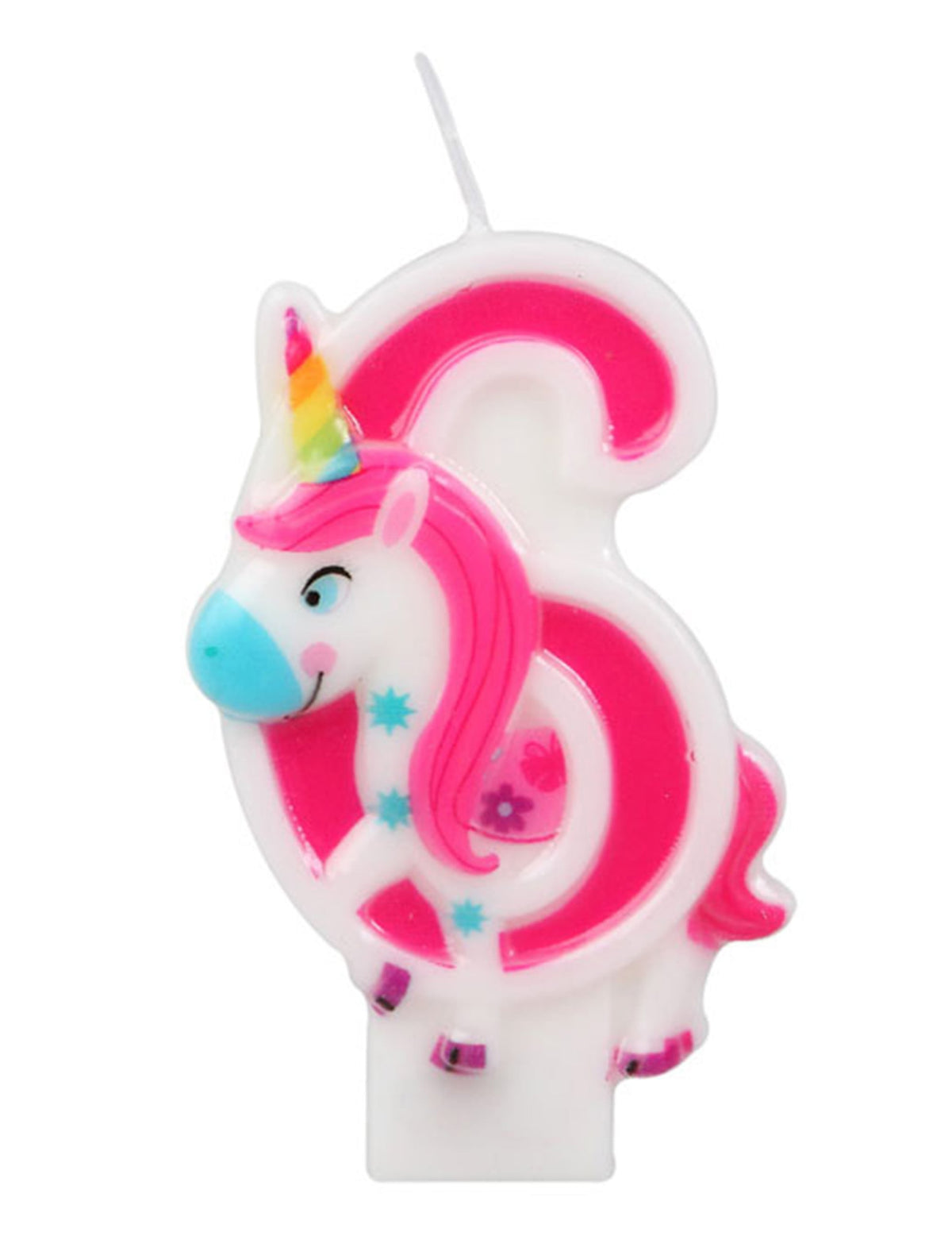 Chiffre 6 de la bougie chiffre licorne rose