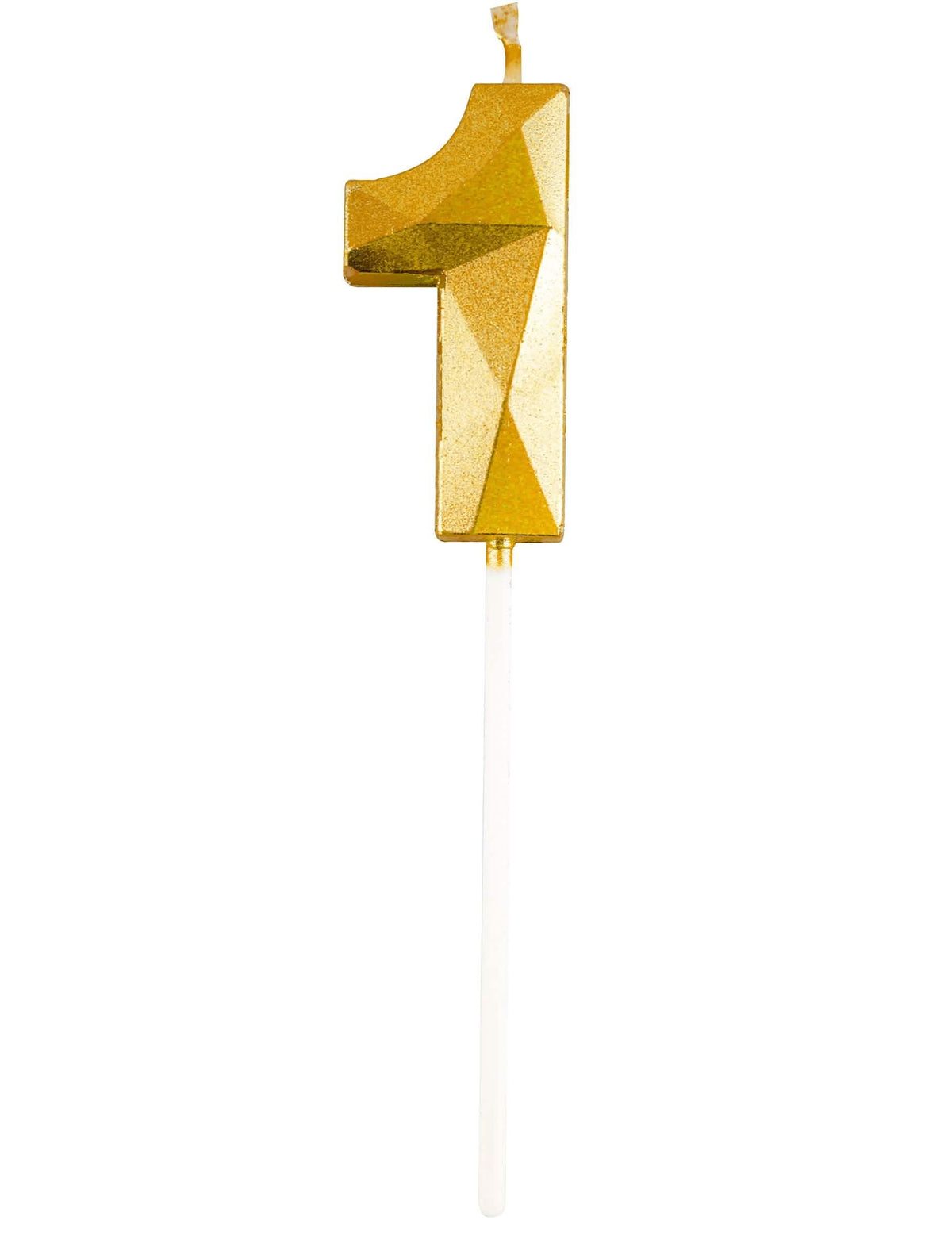 Detalhe do número 1 da vela número com efeito diamante para aniversário