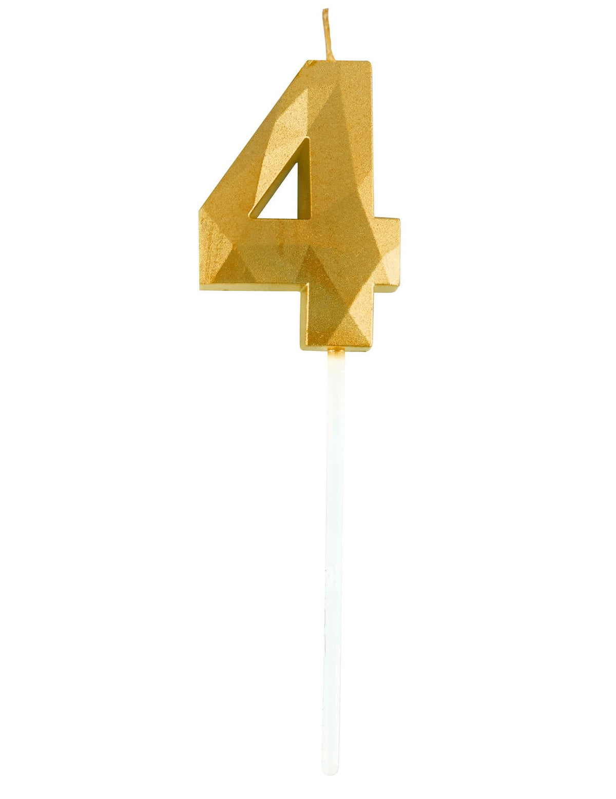 Número 4 da vela número para aniversário dourada efeito diamante