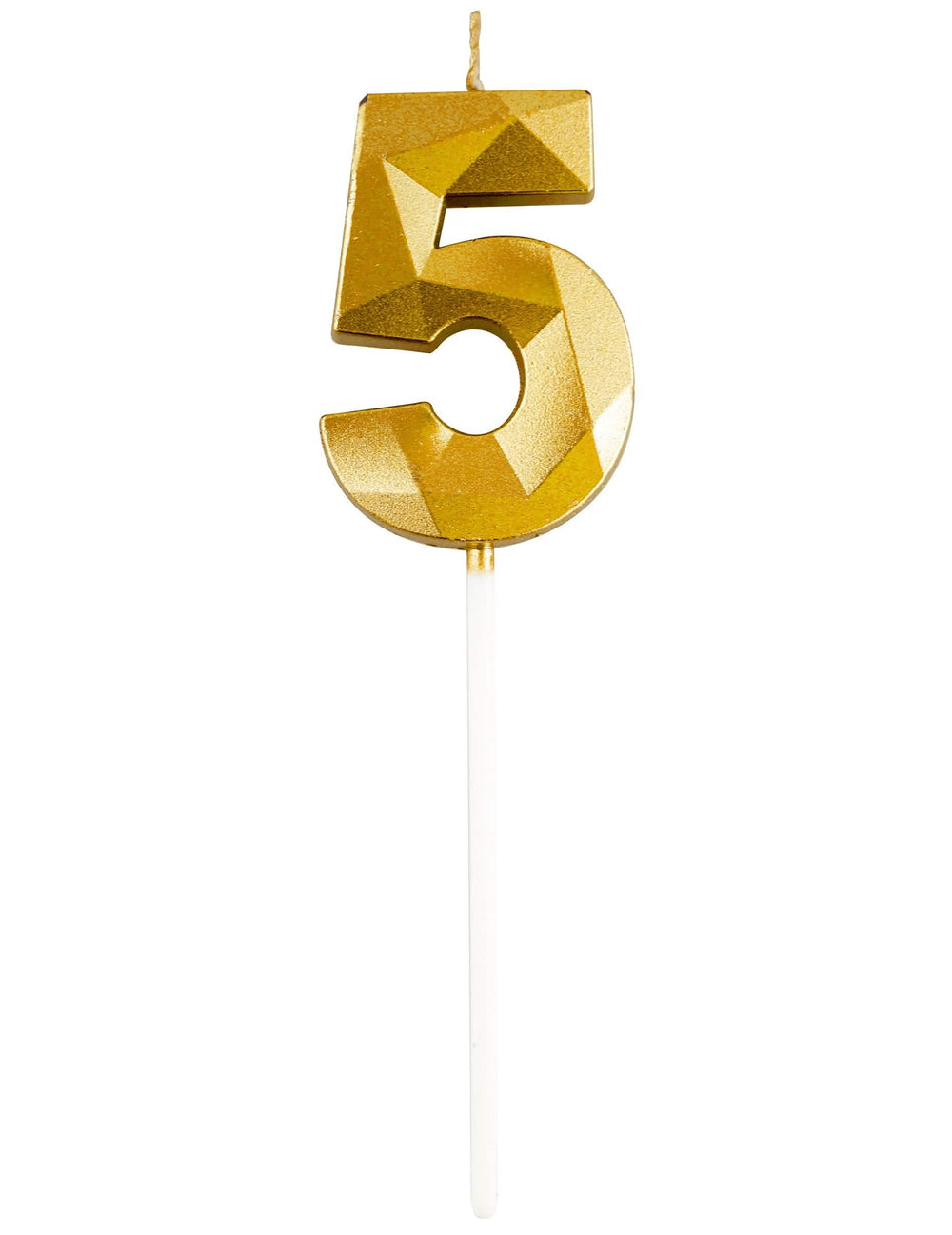 Número 5 da vela número para aniversário dourada efeito diamante