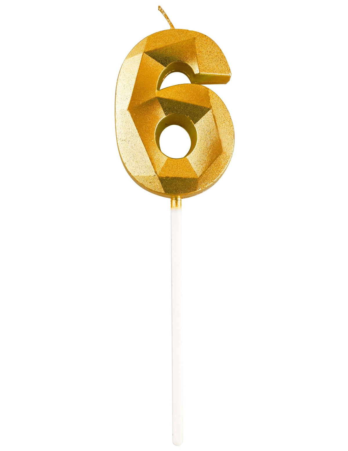 Número 6 da vela número para aniversário dourada efeito diamante
