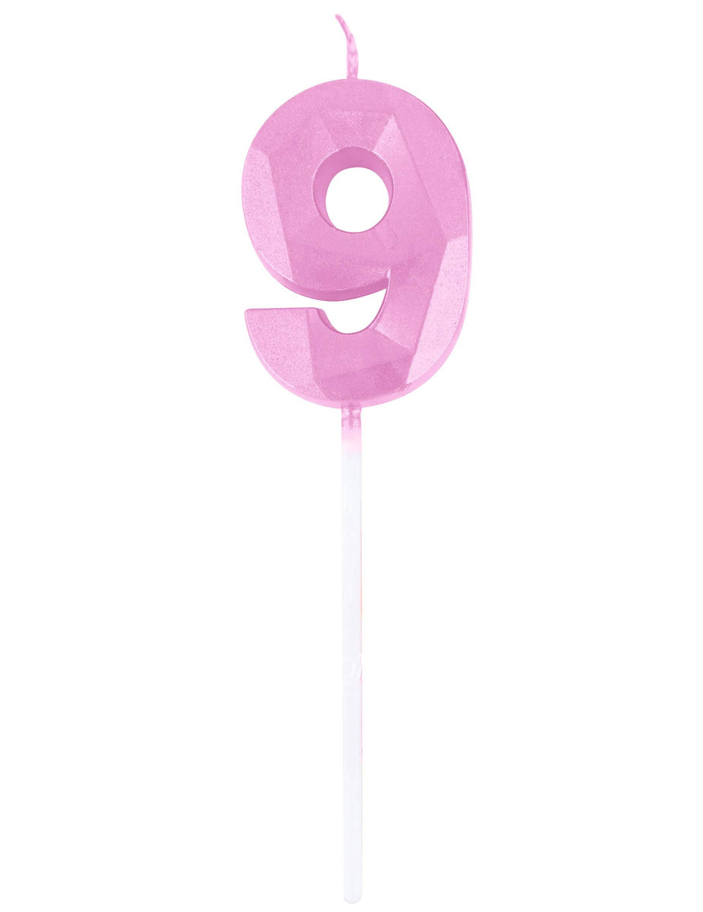 Algarismo 9 da vela algarismo cor de rosa pastel efeito diamante para aniversário