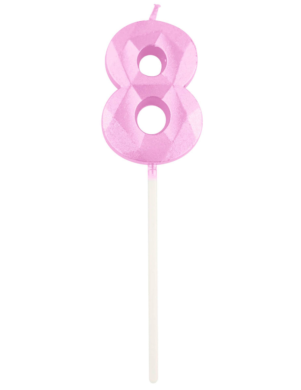 Vela número 8 para aniversário cor de rosa pastel efeito diamante