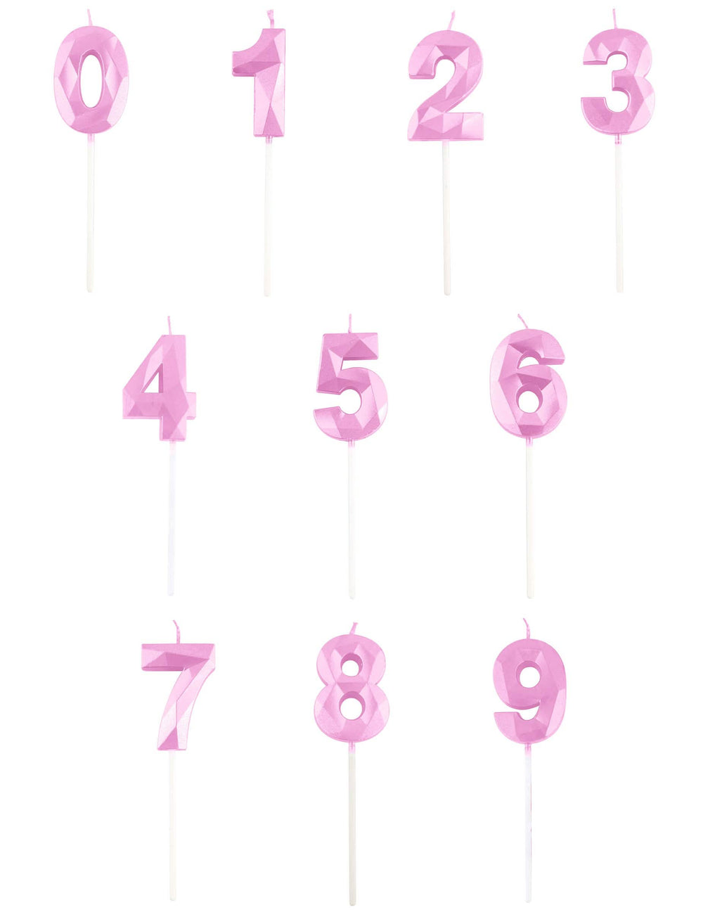 Vela número para aniversário cor de rosa pastel efeito diamante