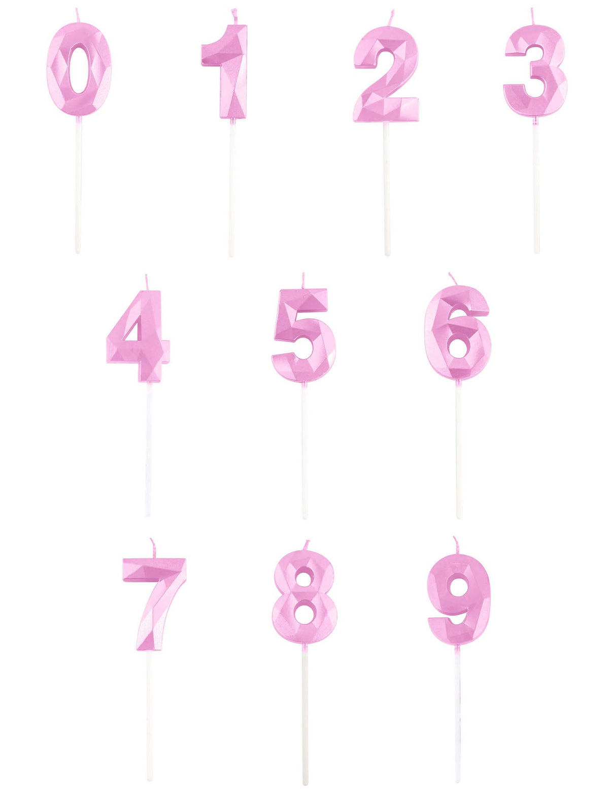 Vela número para aniversário cor de rosa pastel efeito diamante