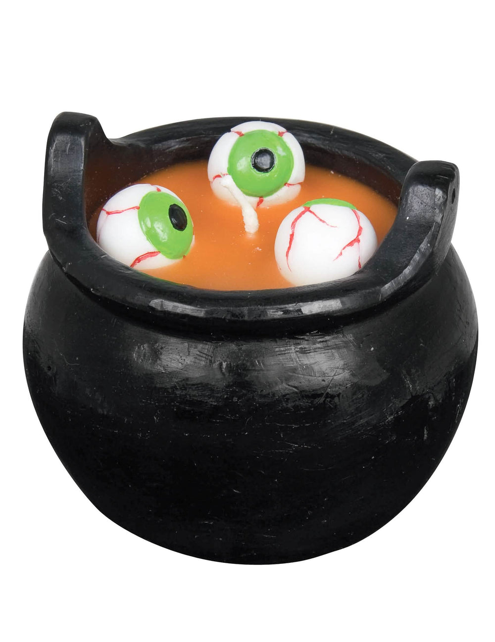 Vela de caldo de olho para halloween preta em forma de caldeirão