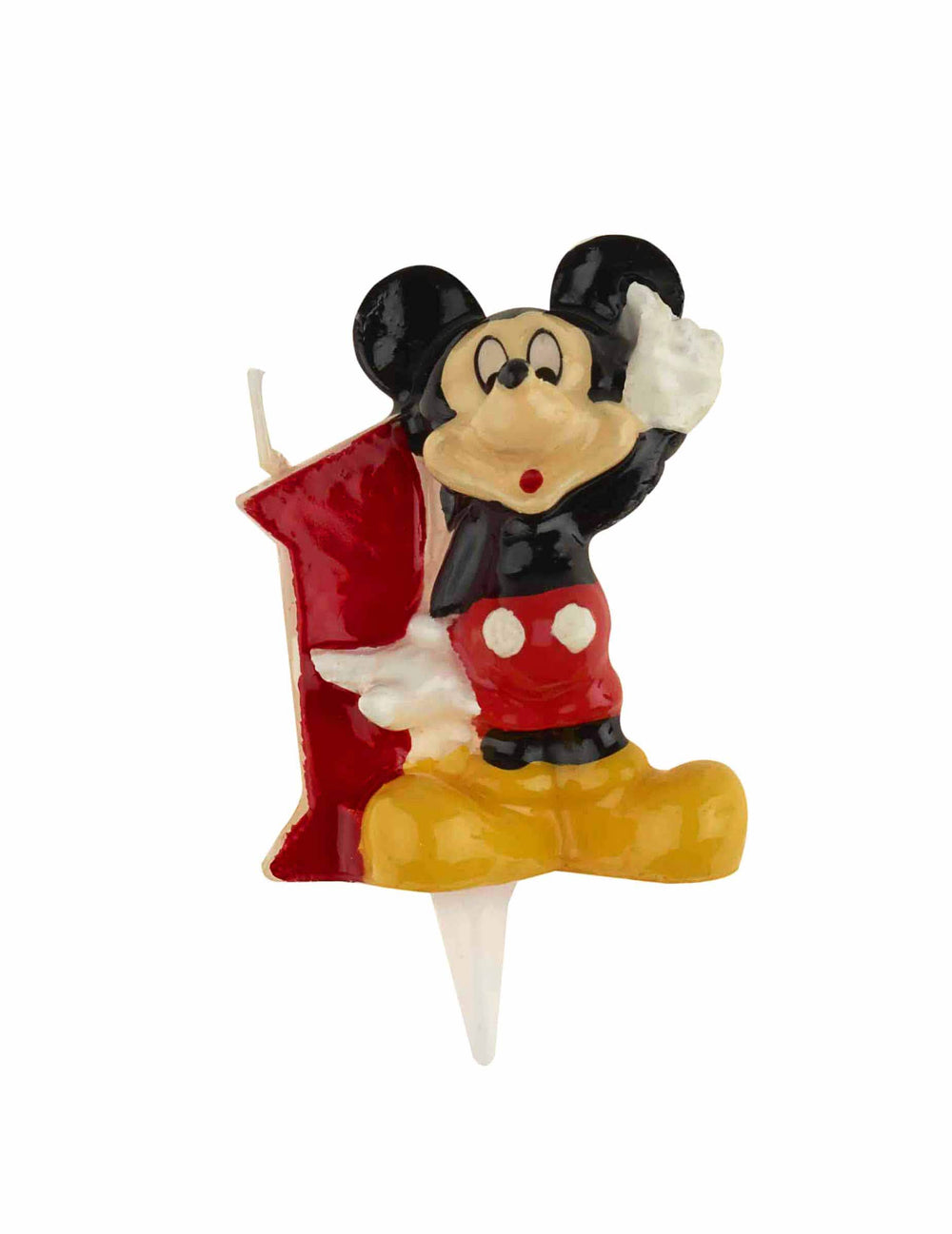 Vela número 1 Mickey para criança vermelho e amarelo