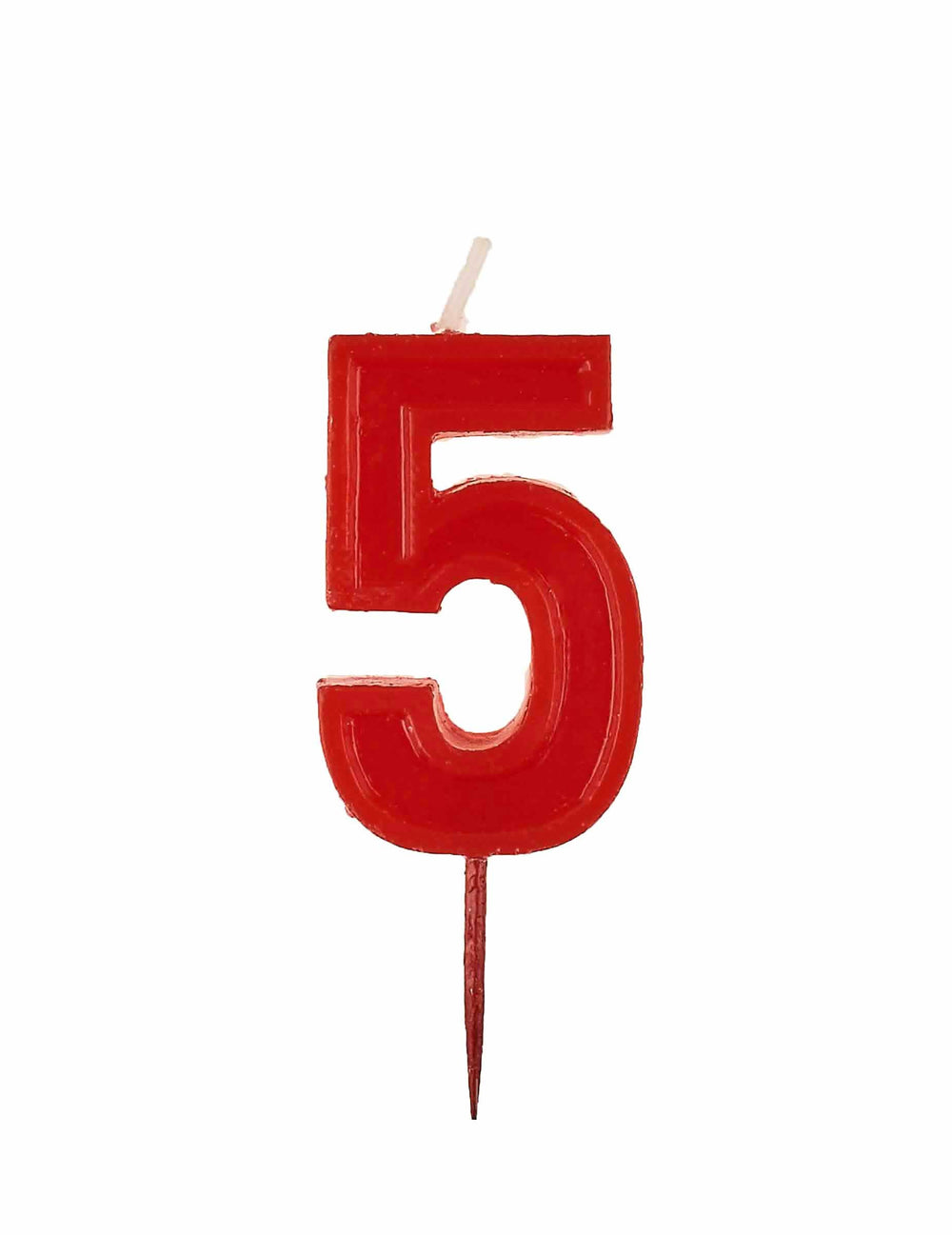 Vela número 5 de aniversário para bolo vermelho brilhante
