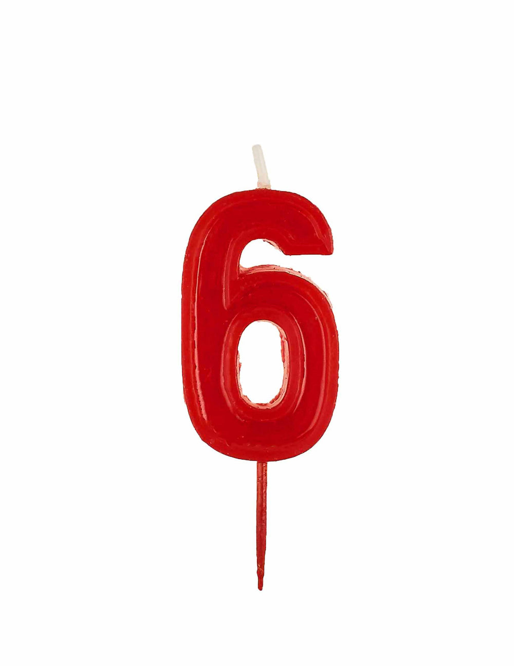Bougie chiffre 6 d'anniversaire rouge brillante