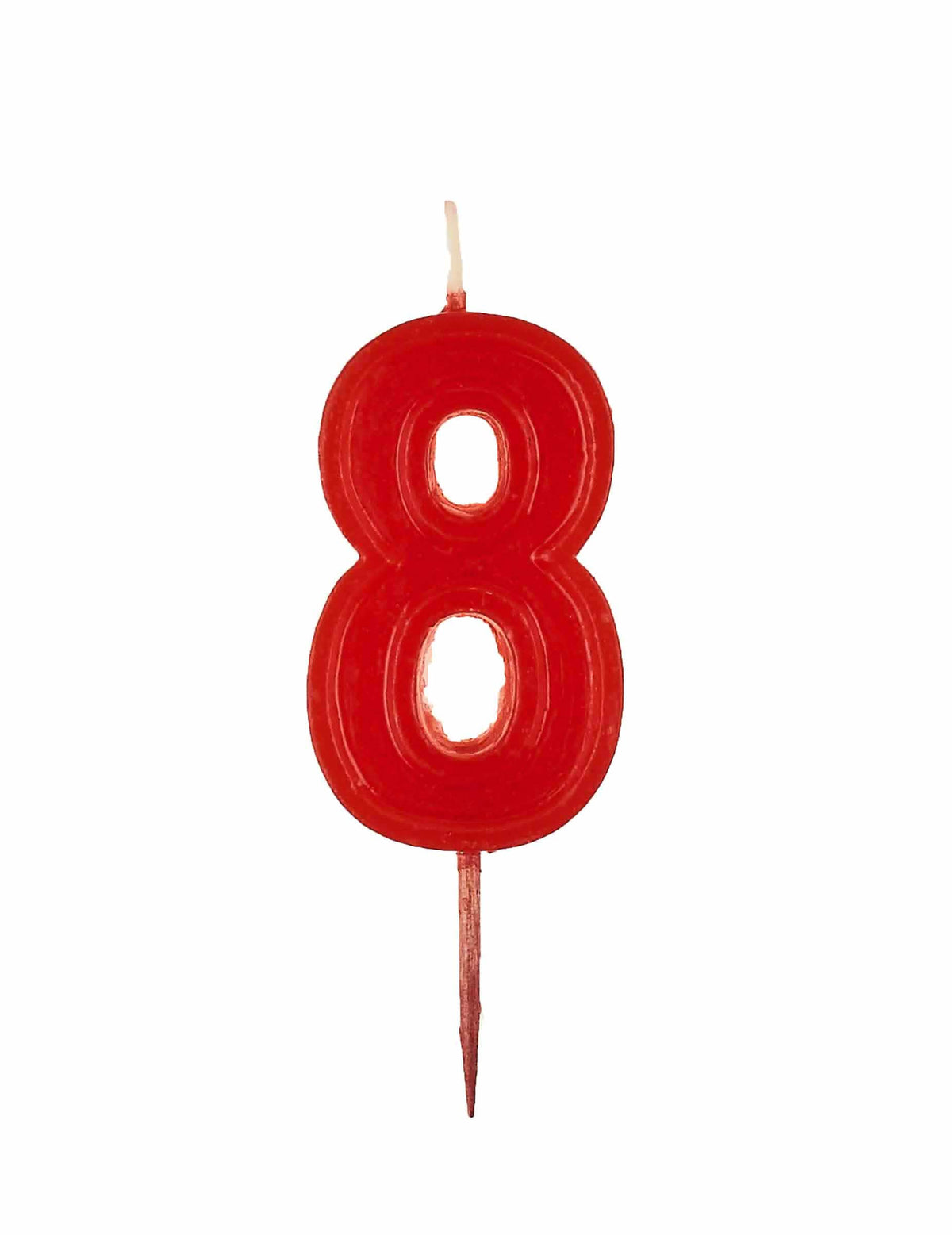 Vela número 8 para aniversário vermelha brilhante