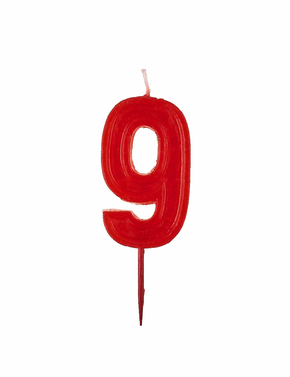 Vela número 9 para aniversário vermelha brilhante