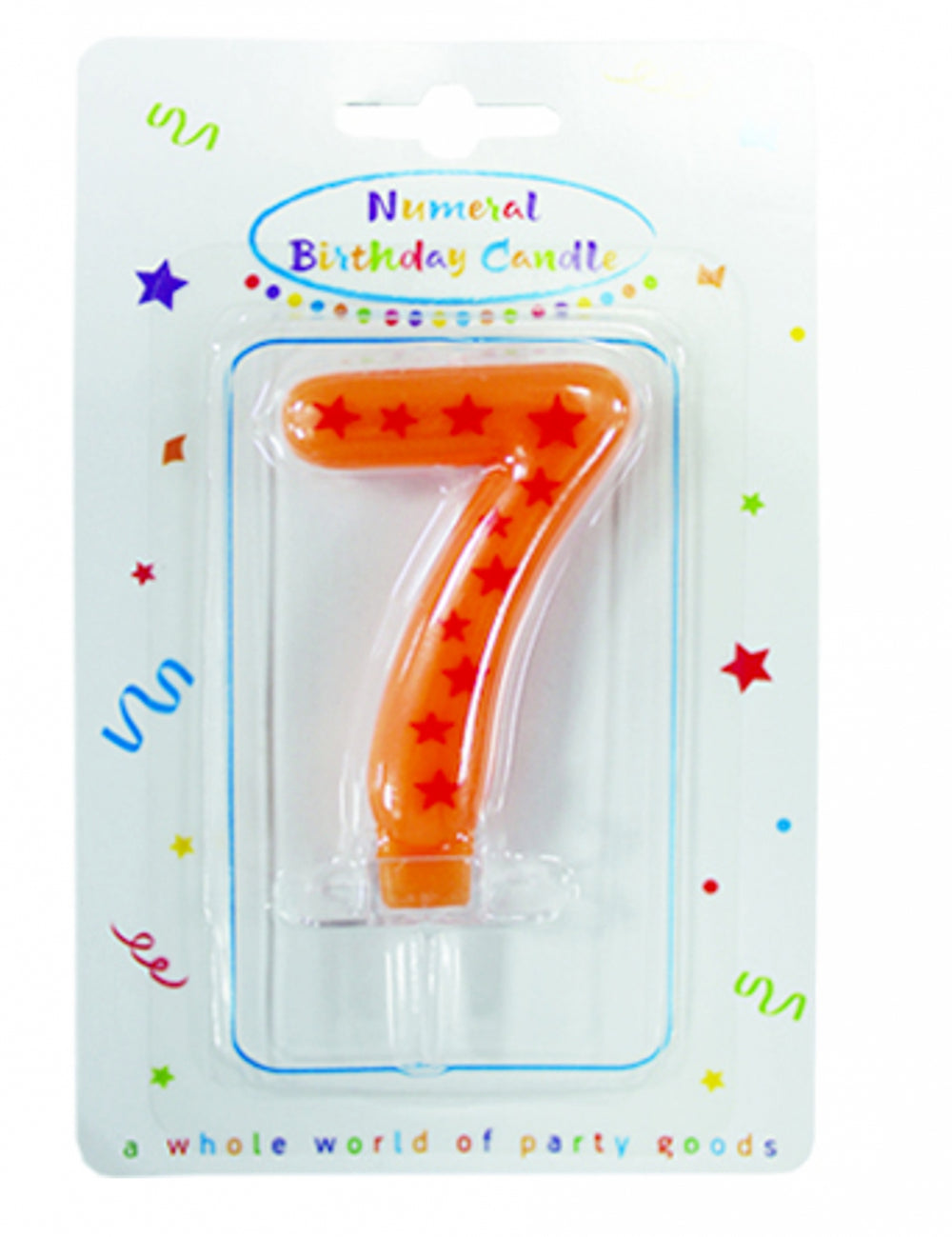 Numéro 7 orange de la bougie chiffre étoiles pour gâteau d'anniversaire