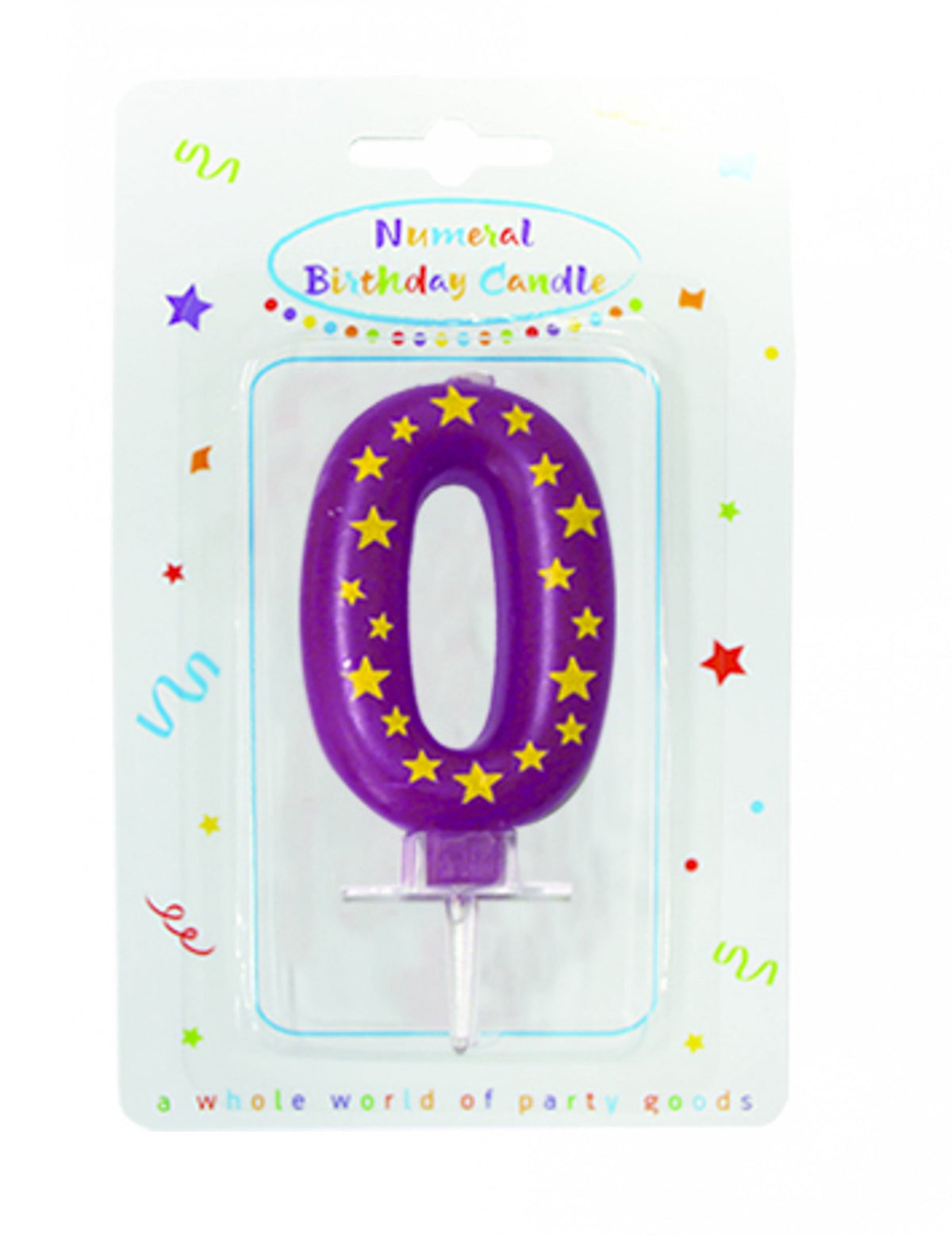 Bougie chiffre étoiles pour gâteau d'anniversaire violette numéro 0